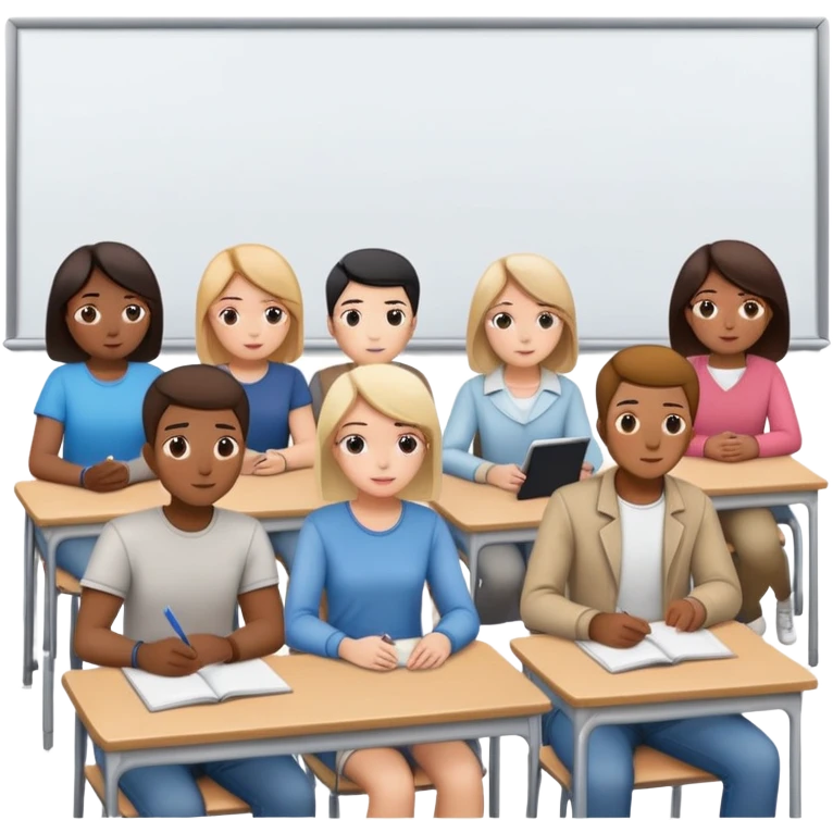 adults sitting in a classroom facing away emoji
