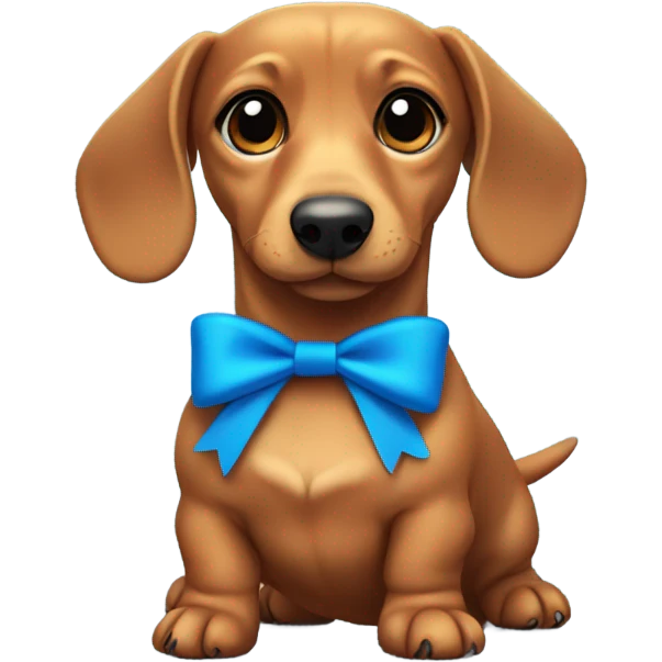 fat dachshund dog with blue bow emoji