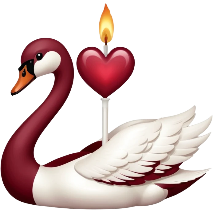 Maroon heart, swan , candle seperately  emoji