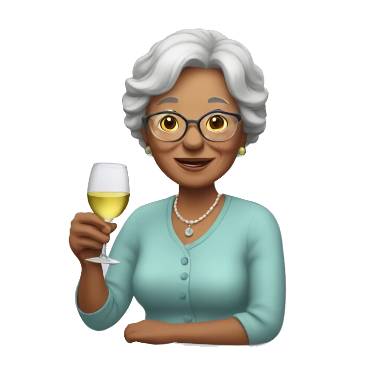 grandmother with a glass of white wine emoji
