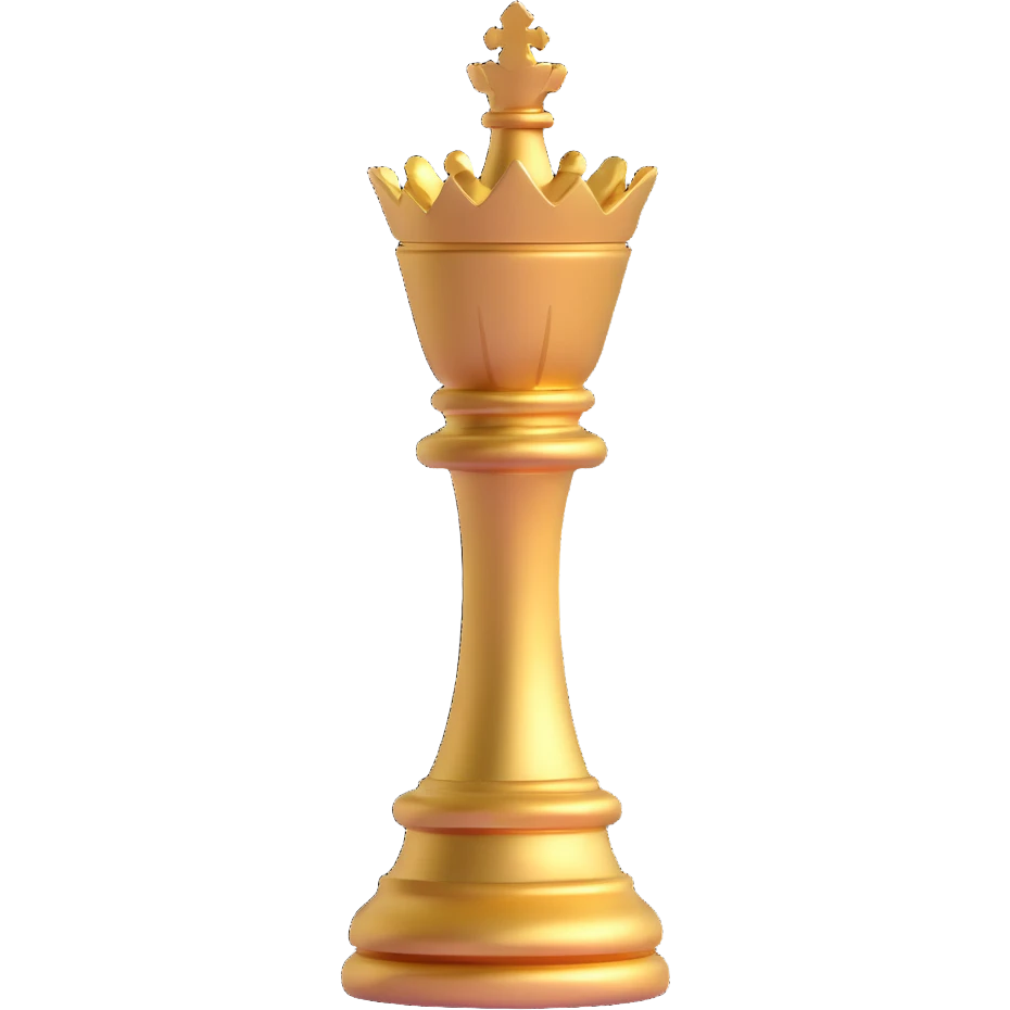 3D golden queen chess piece emoji