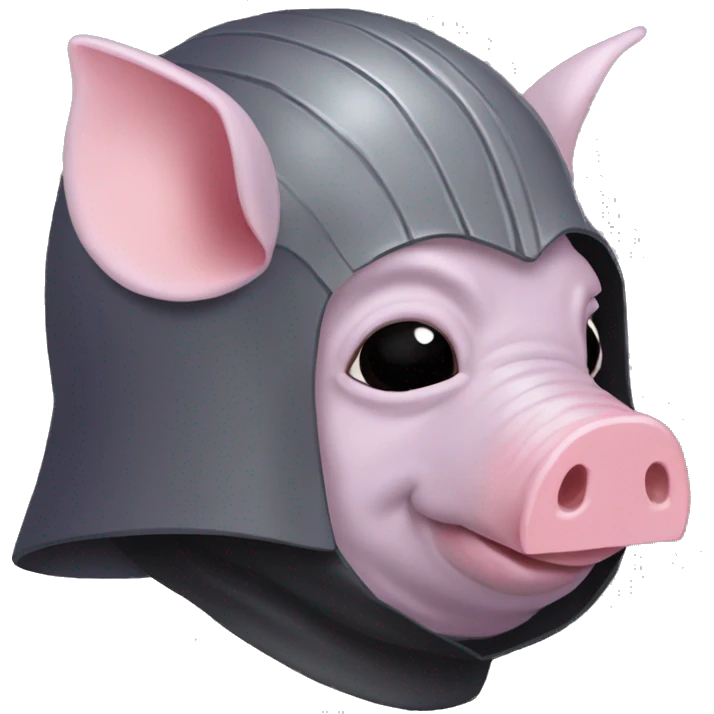 Lavender gray Pig darth Vader mask face pig armadillo walking darth Vader fanned tail feathered tail pig armadillo darth Vader face emoji