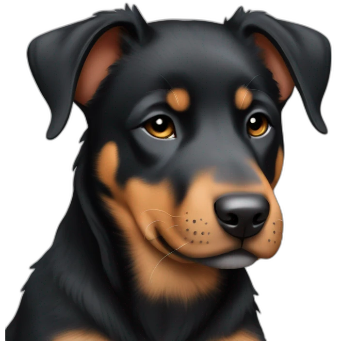 Sleeping black and brown beauceron puppy with white chest and chin emoji