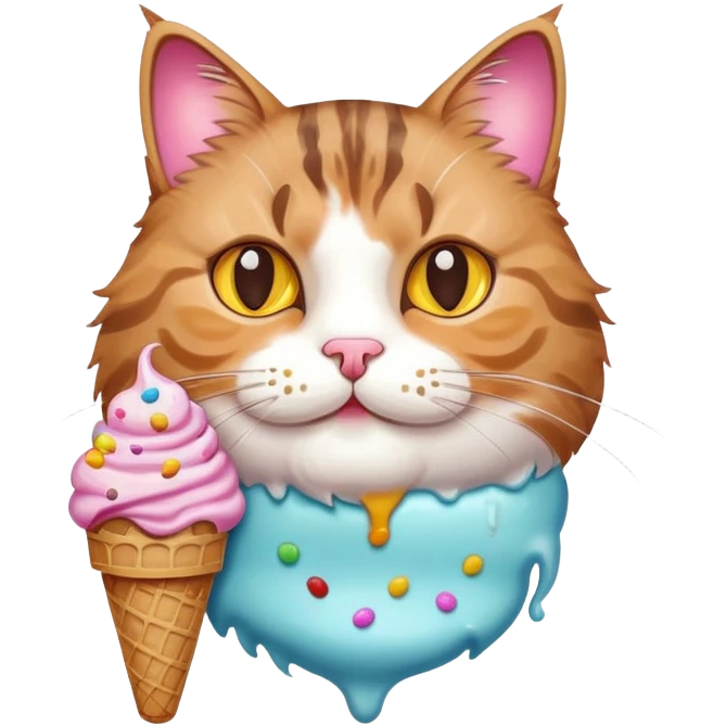 Cat with ice cream emoji