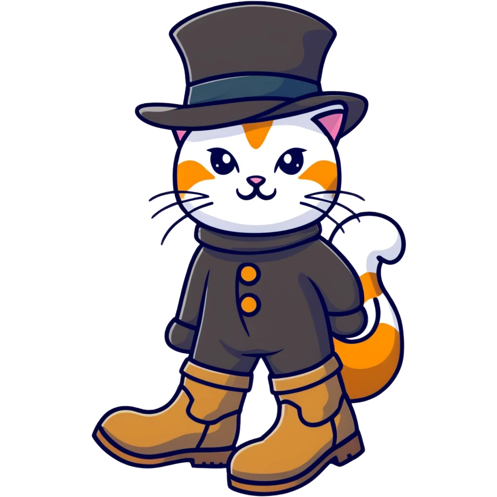 Puss in Boots with a hat and boots emoji