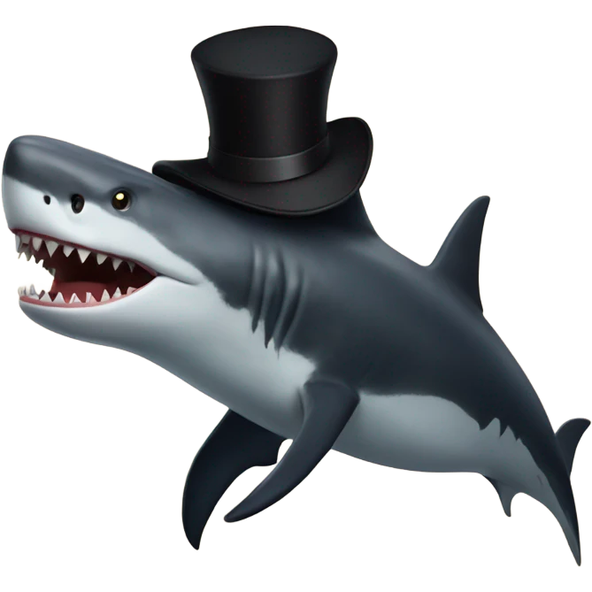 Megaladon wearing black and black top hat  emoji