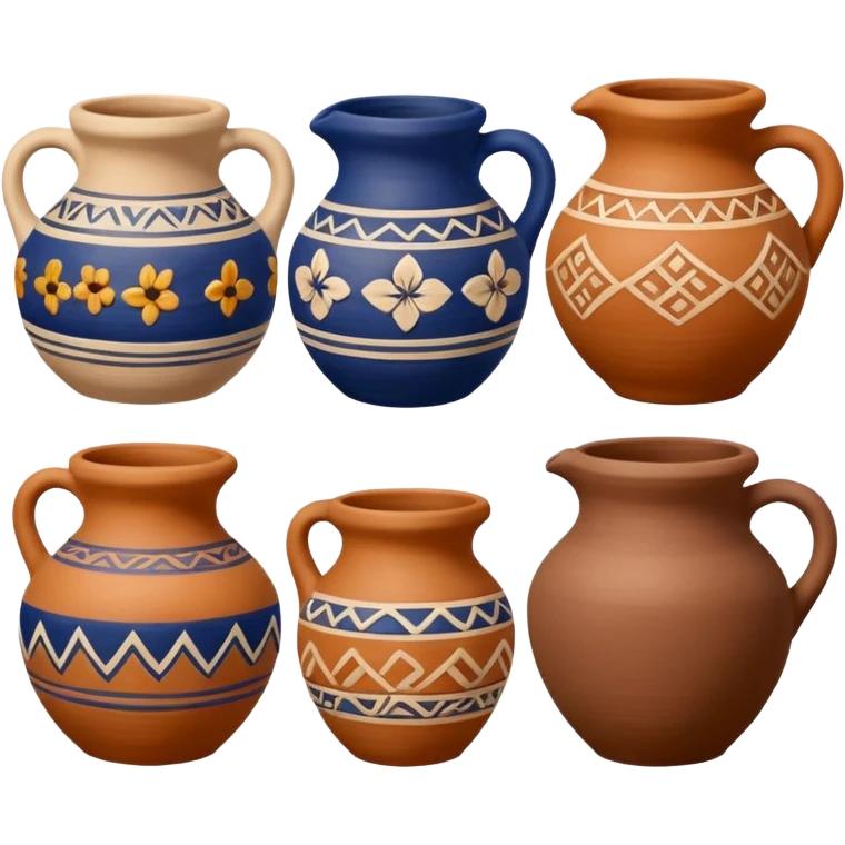clay pottery with diffetent motifs emoji