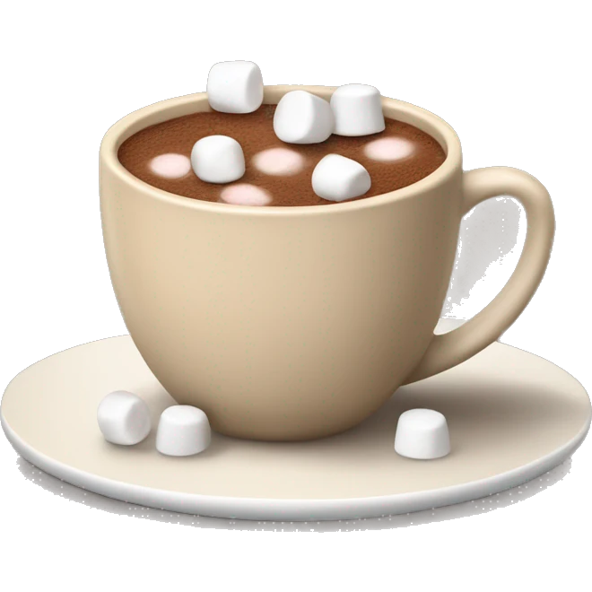 beige cup of cocoa with 4 marshmellows on top emoji