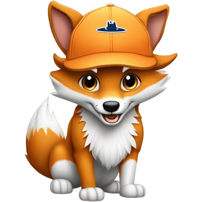 Jeune Furry renard / mignon / allongé sur le dos les quatre pattes en l’aire / musclé / casquette yankees  emoji