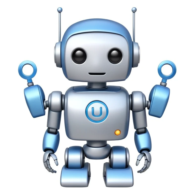 cute robot with a Wi-Fi symbol above its head, white background emoji