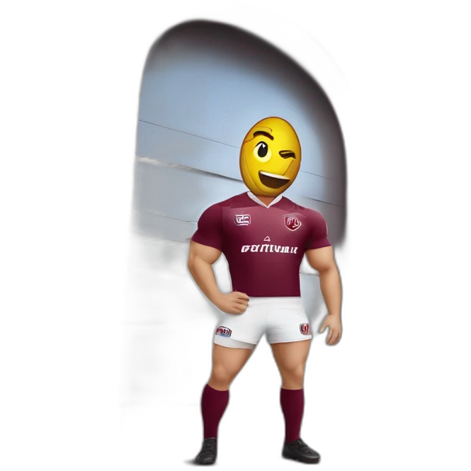 Tout le corps Rugbyman avec un ballon dans la main qui porte le logo du Servette rugby club  emoji