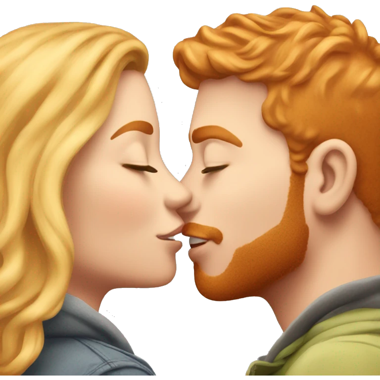 Blond kissing her ginger boyfriend on cheek emoji