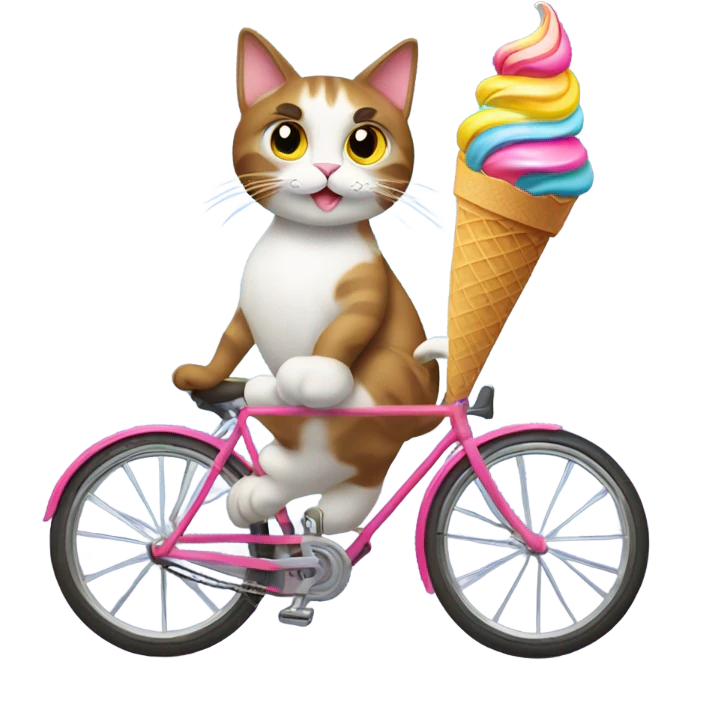 cat riding bike with ice cream  emoji
