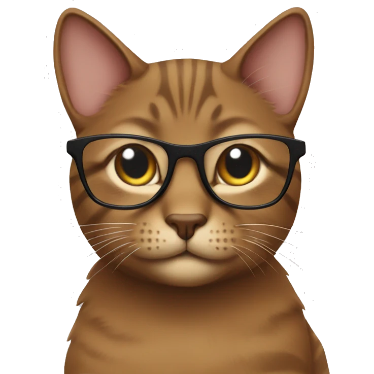 brown Tabbi cat with glasses emoji