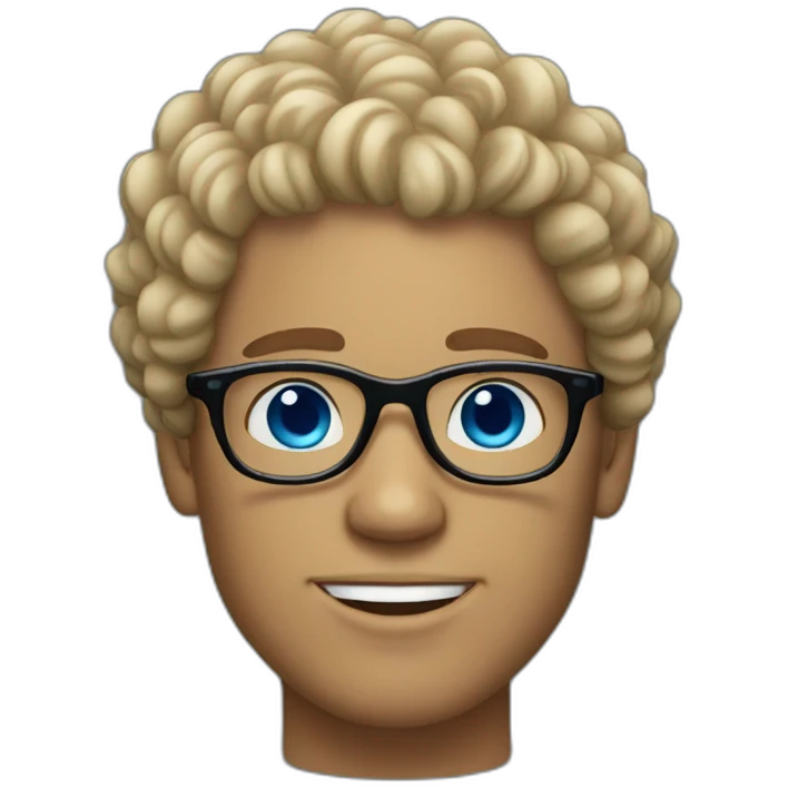 A light skinned guy with curly hair, glasses and blue eyes  emoji