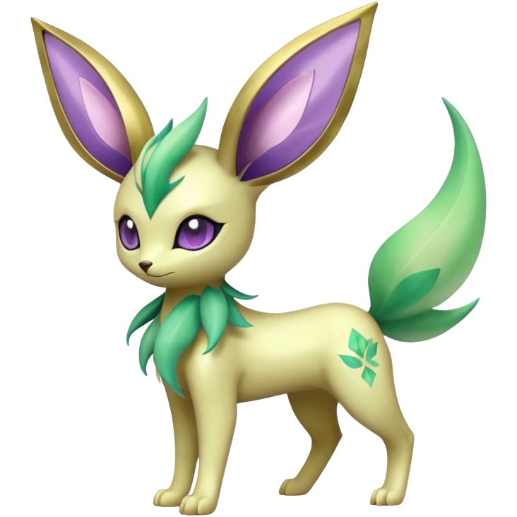 Shiny Cool Sparkly Cute Ethereal Leafeon-Espeon-Fakemon-hybrid-fusion- full body emoji