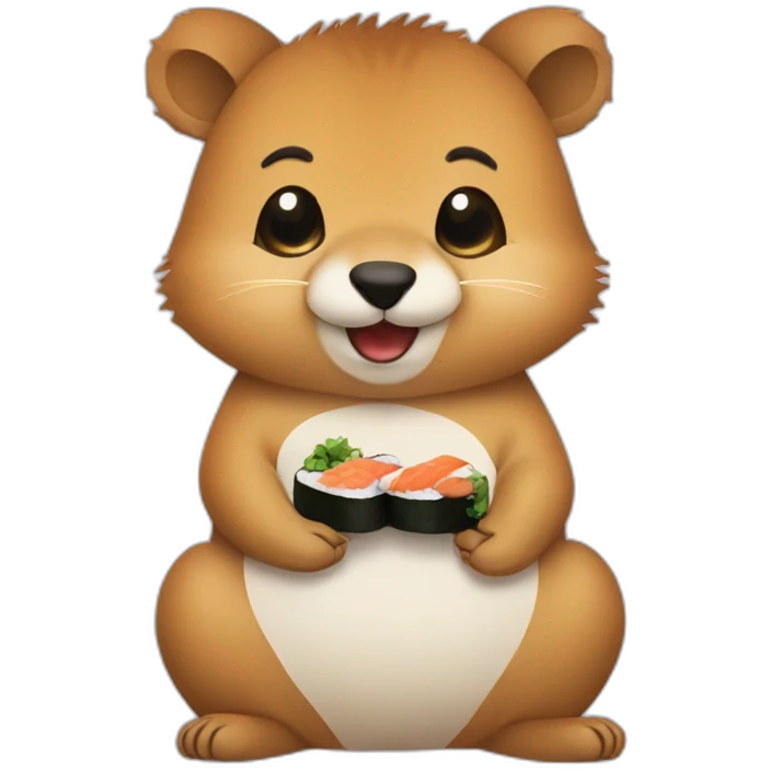 happy Quokka with cheeks with sushi emoji