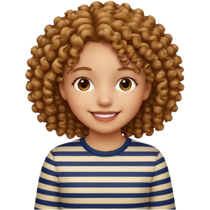 CURLY HAIR GIRL KID IN STRIPES emoji