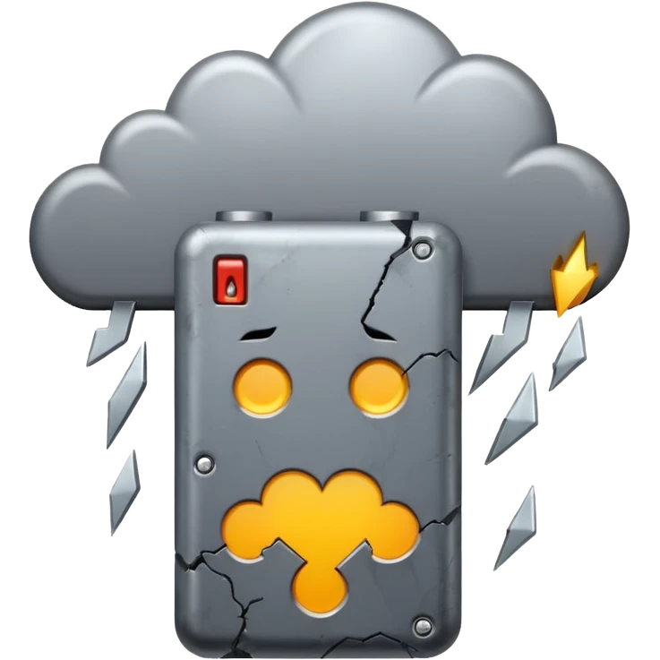 broken battery with a gray cloud above it deppression
 emoji