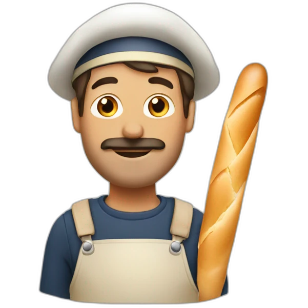 French man with baguette emoji