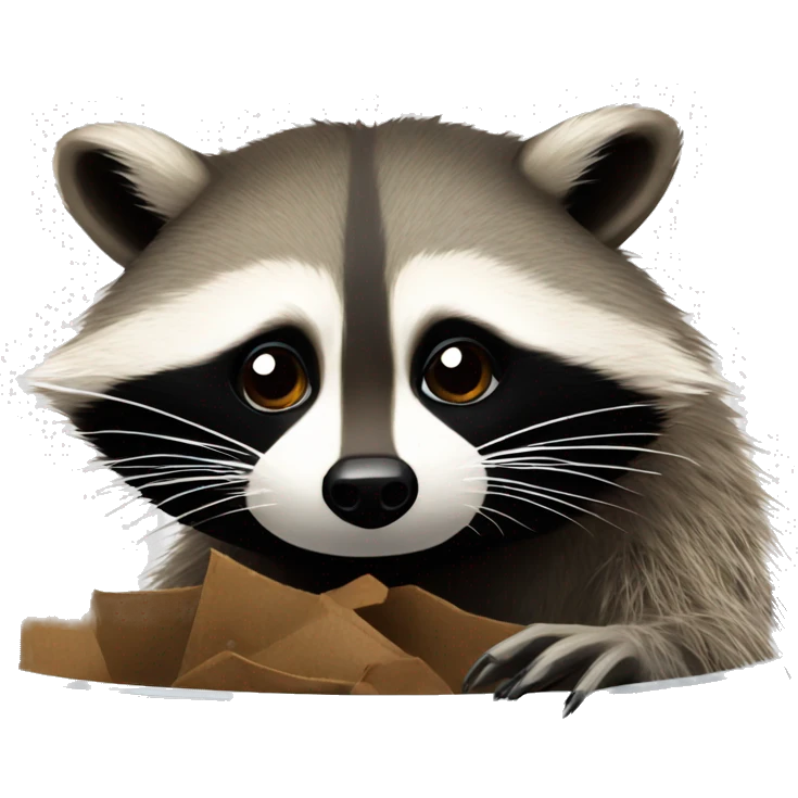A raccoon digging in the trash emoji