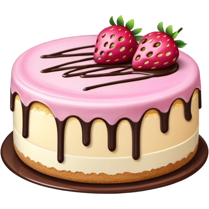 Pink Strawberry Cheesecake With Chocolate Syrup  emoji