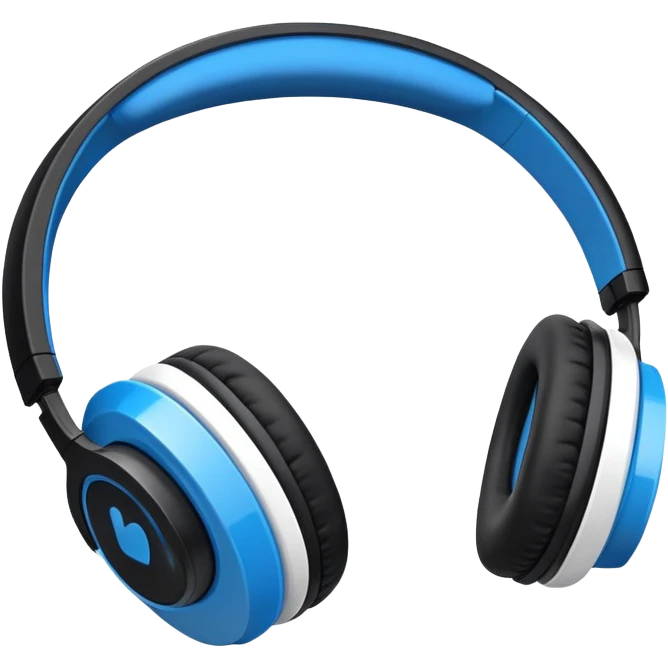 Black and blue and white headphones as seen from the side view  emoji