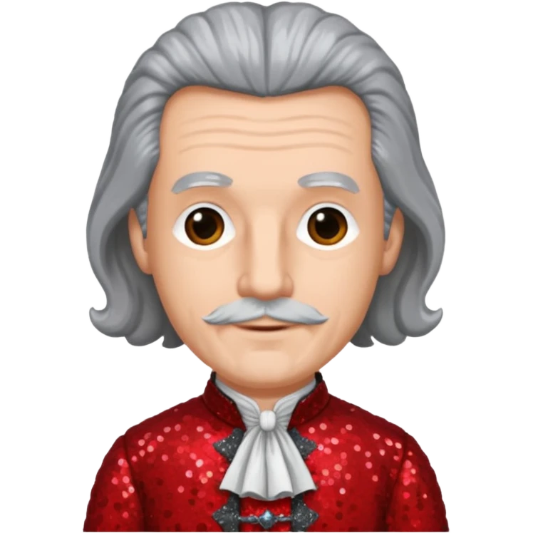 Johann Konrad Dippel (1673-1734) with gray hair, red sequin outfit emoji