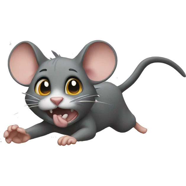 A mouse chasing a cat emoji