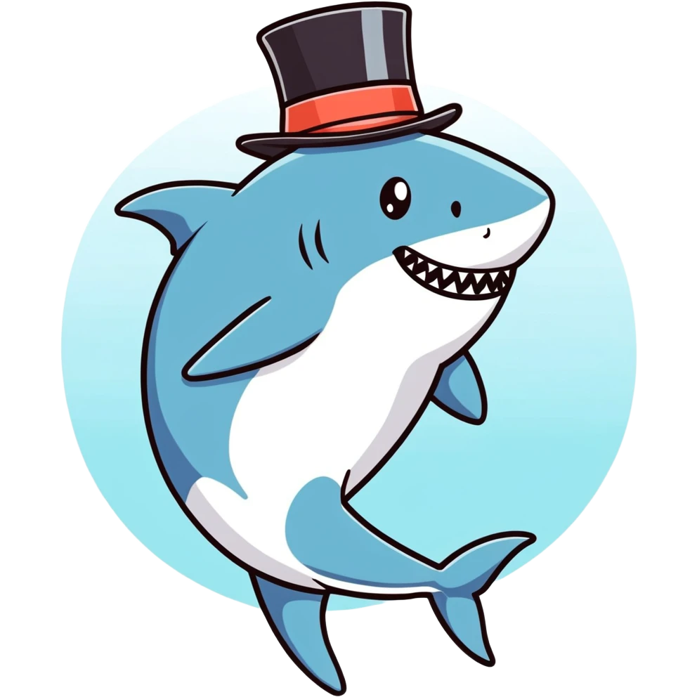 Shark with a top hat emoji