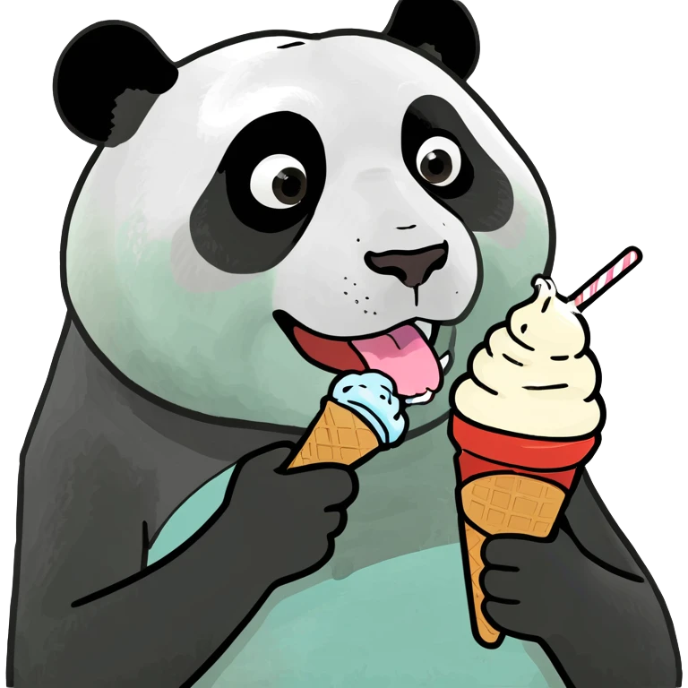 Panda eating ice cream emoji