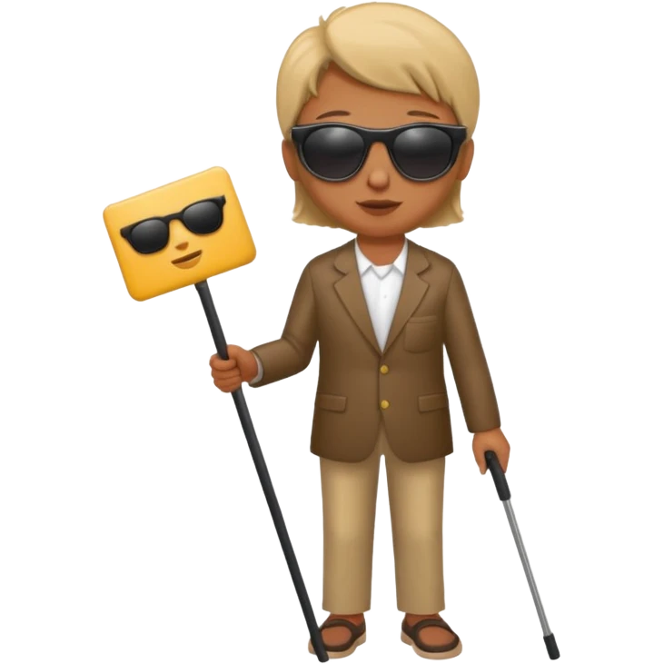 A blind person wearing sunglasses and holding a guide cane emoji