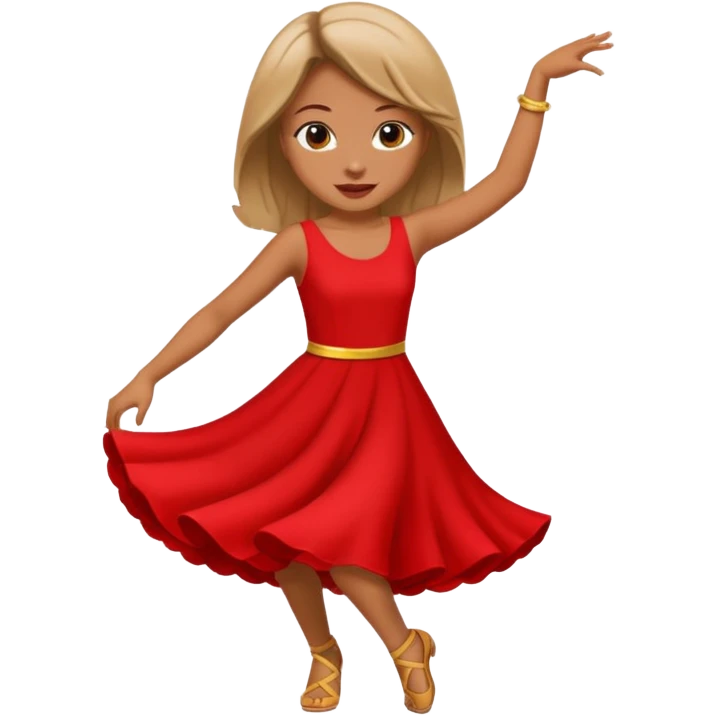 Una chica bailando con un vestido rojo emoji