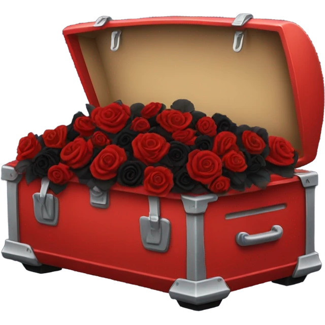 red open car trunk with black roses left in it emoji