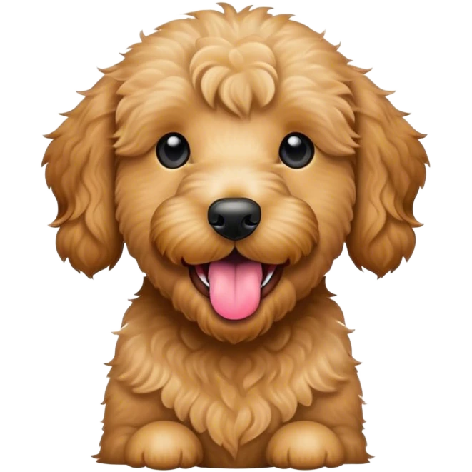 Golden doodle with tongue out emoji