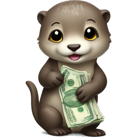 Cute Otter holding money emoji