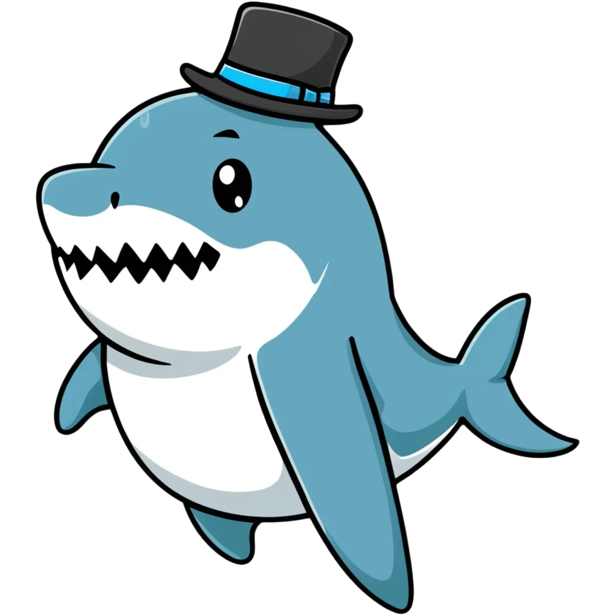Shark with a top hat emoji