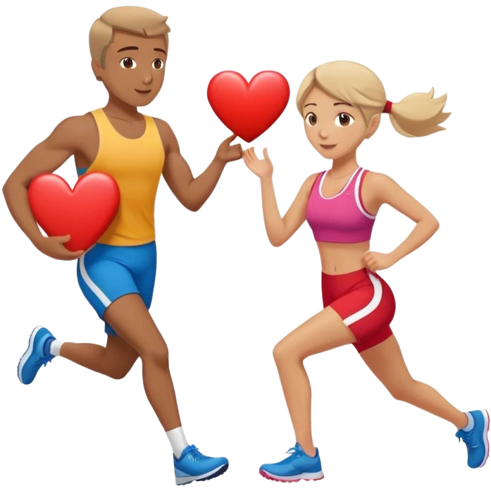 Couple in a relay race passing off a heart. Can you add “Selfwish Break”. Remove his extra arm  emoji
