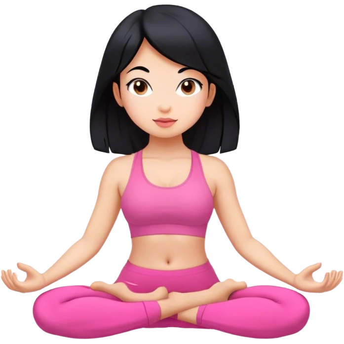 Pink yoga girl with black hair emoji