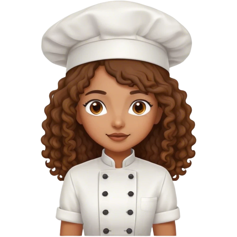 Brown girl chef with long curly hair emoji