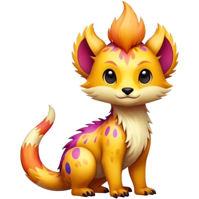 a colorful edgy cute vernid-fionbri-creature with splash patterns full body emoji