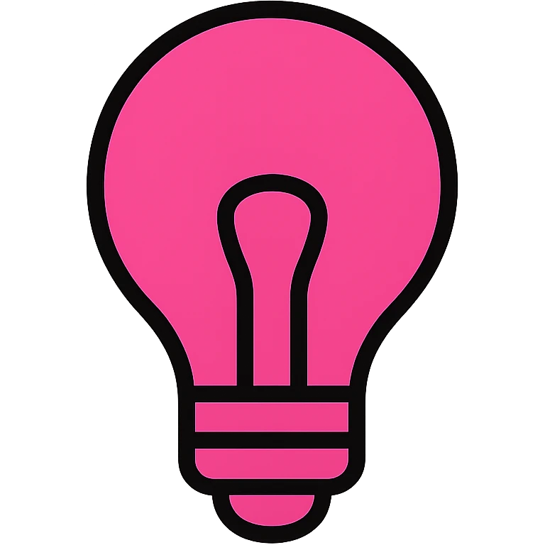 pink light bulb, color icon style emoji