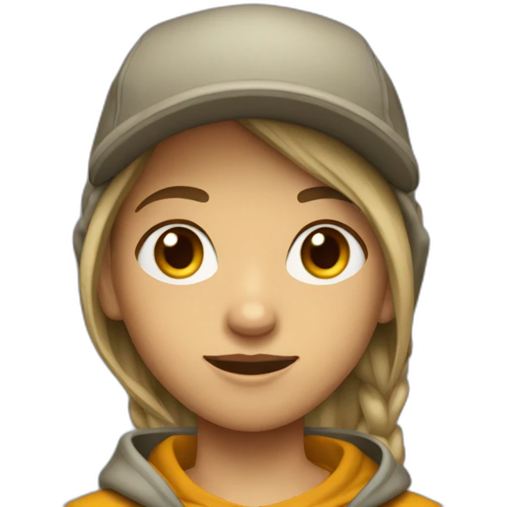 gender neutral teenager with middle hair wearing a hoodie, a cap and cargo pants emoji