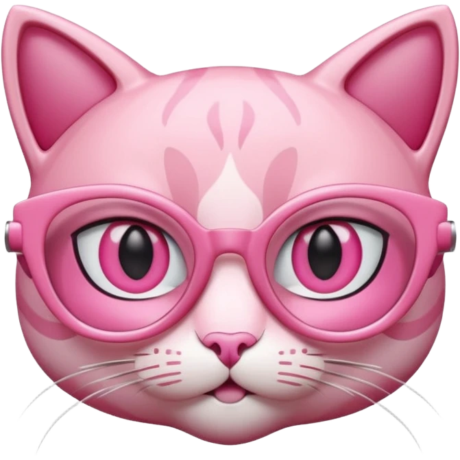 A 3D cartoon rose-pink cat-eye spectacle, glossy curved frame, soft reflections, isolated on plain background, Memoji-style. emoji