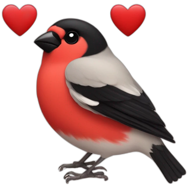 Bullfinch with hearts instead of eyes  emoji