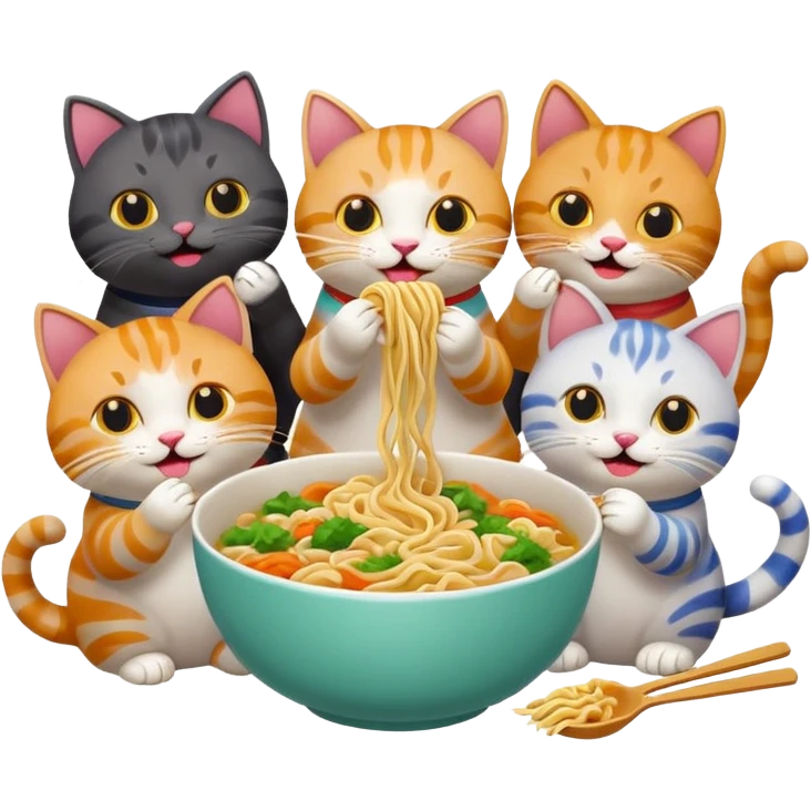 cats and noodles emoji