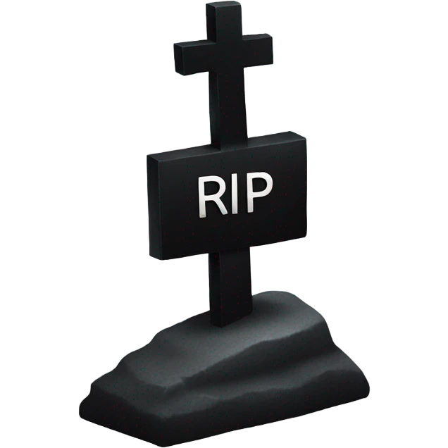 a black grave with the letters RIP on a silver  emoji