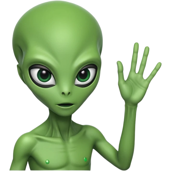 Alien with hand straight at 45 degree angle up emoji