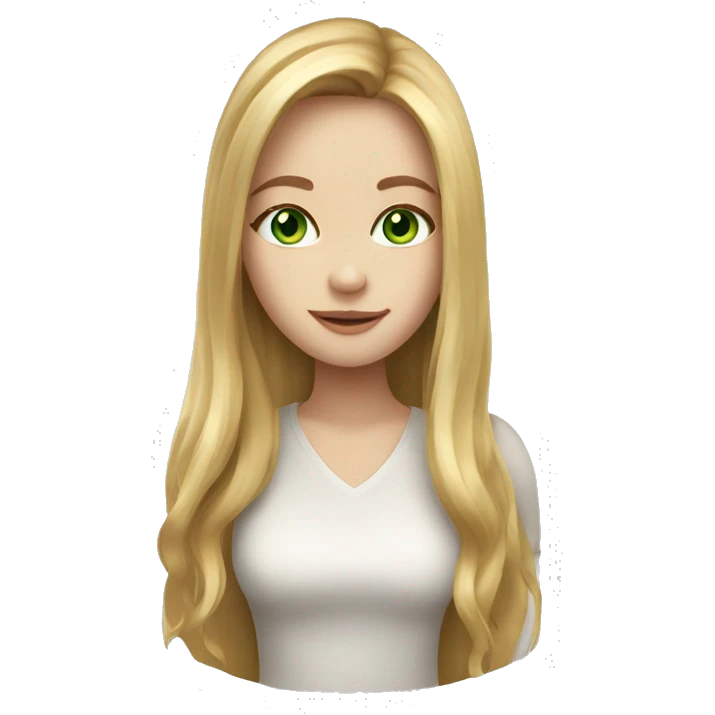 Girl with honey blonde long hair and white skin and green eyes  emoji