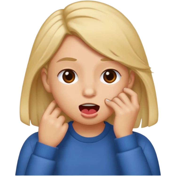 Tuck hair behind ear while biting lip emoji emoji